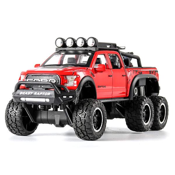 Коллекционная машинка Ford Raptor с мотоциклом металлический Красный (59159)