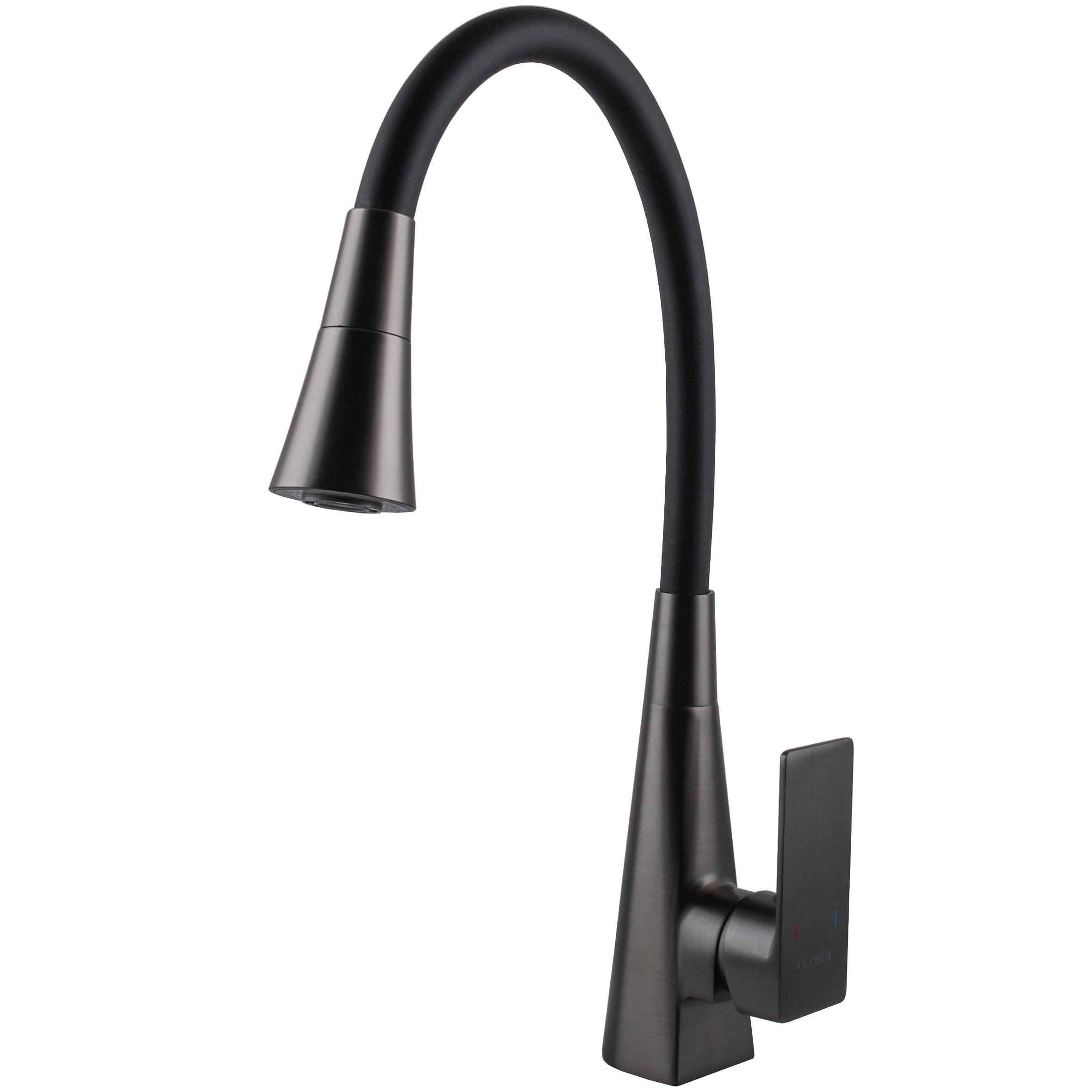 Змішувач для кухні Globus Lux Niagara 000029874 з гнучким виливом Чорний (246807)