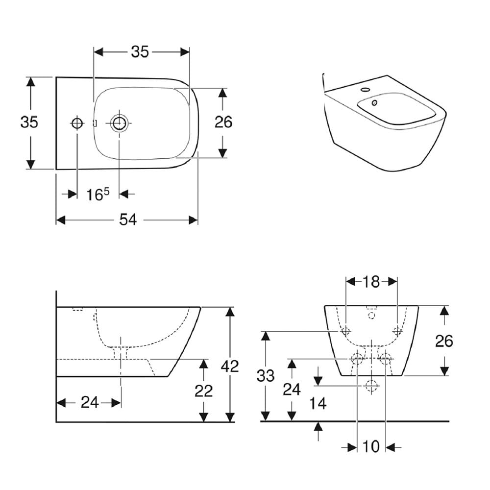 Біде підвісне Geberit SMYLE Square 500.209.01.1 Білий (98771) - фото 2