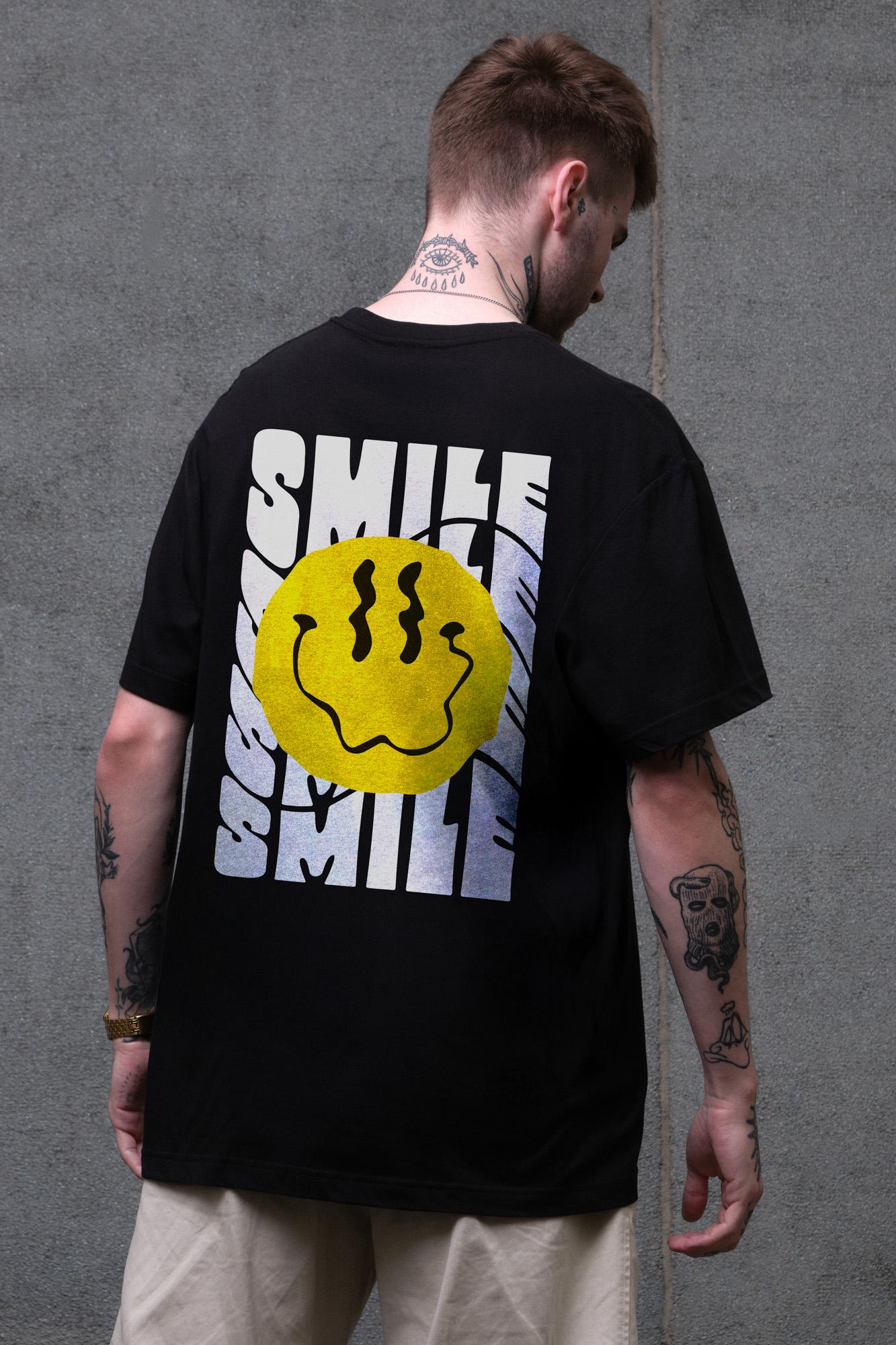 Футболка мужская Without с принтом Smile оверсайз 2XL/3XL Black (2XL8049506)