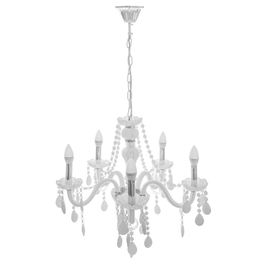 Люстра свеча подвесная хрустальная классическая Brille BCL-686S/5 E14 WH