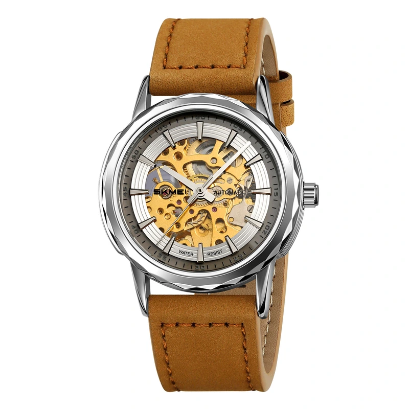 Наручний годинник Skmei M035LSILTBN Silver/Light Brown Leather