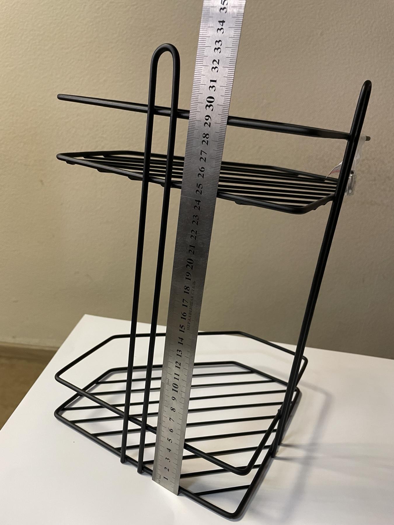 Полка угловая MOBILITY 2-х ярусная для ванной комнаты 32,5х19,5х19,5 см Черный (26650476) - фото 6