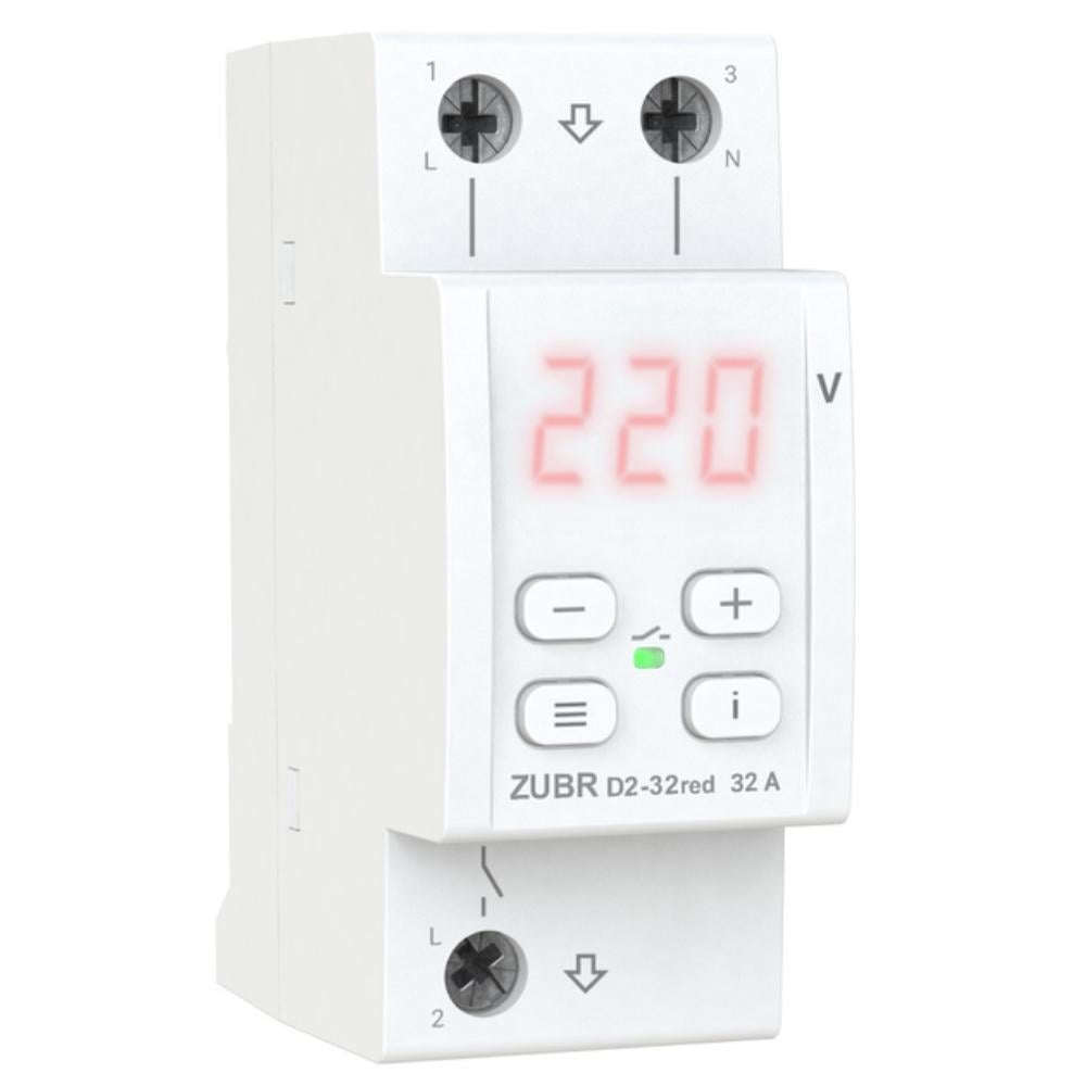 Реле напруги ZUBR 1-ф 32 А D2-32 Red (30284685)
