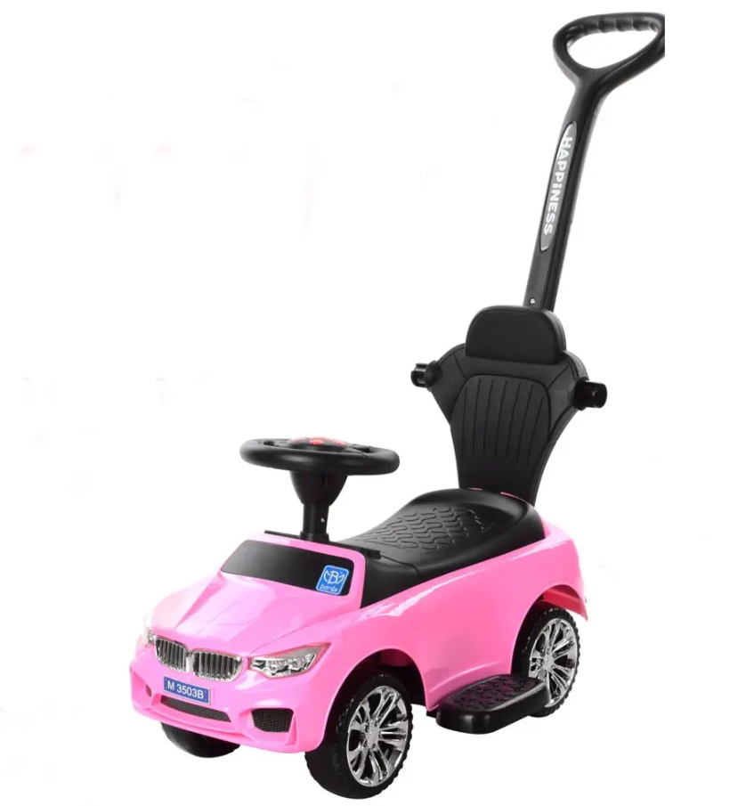 Каталка-толокарь с бампером и родительской ручкой свет/музыка Розовый (M 3503B-8) Каталка-толокарь с бампером и родительской ручкой свет/музыка Розовый (M 3503B-8)