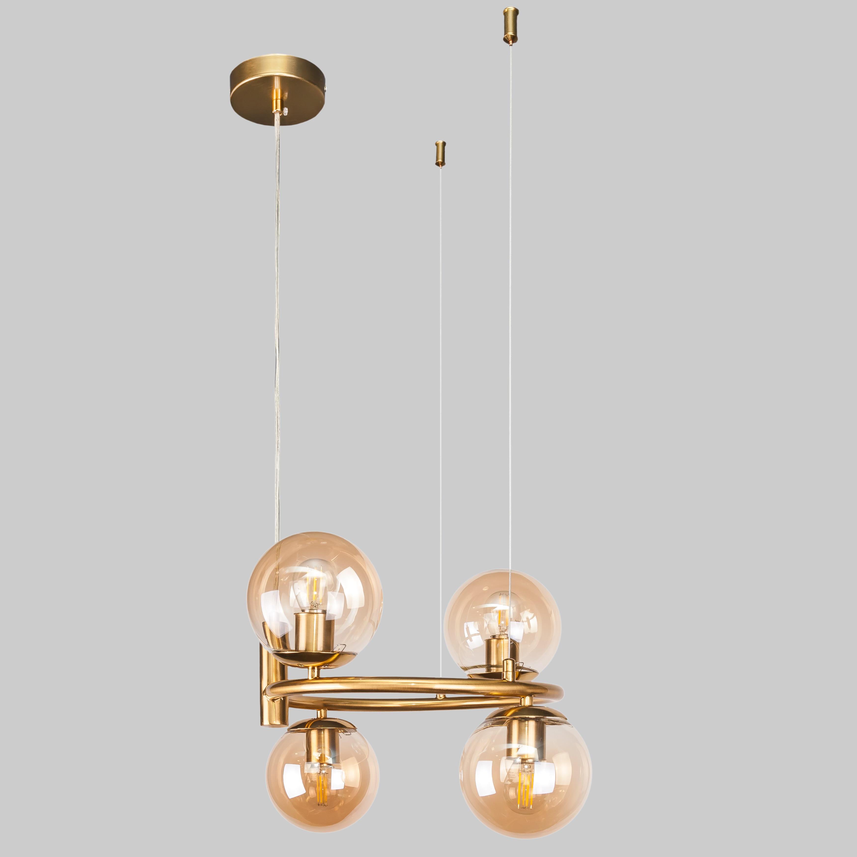 Люстра подвесная Bubbles круглая на 4 лампы Бронзовый (52-1011-4 BRZ+BR)