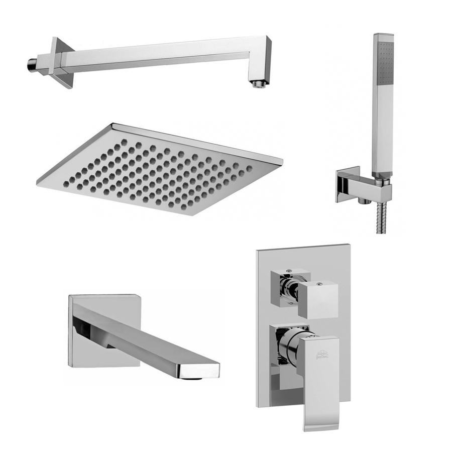 Комплект для душа Paffoni со смесителем/изливом/верхним и ручным душем Хром (KIT EL019CR)