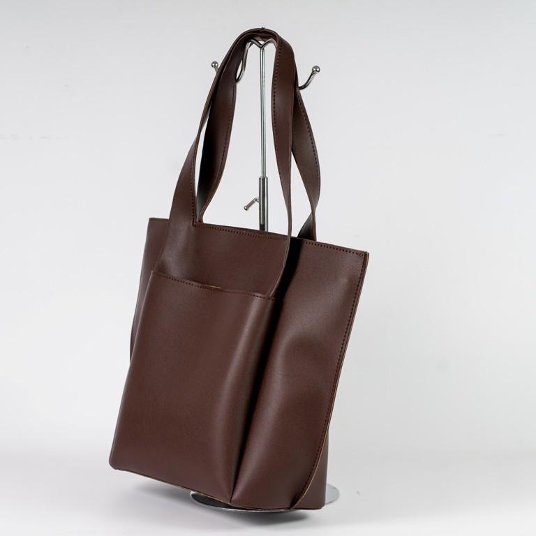 Сумка женская тоут из глаткой экокожи XENIA № 46-21 Коричневый - фото 2 Сумка женская тоут из глаткой экокожи XENIA № 46-21 Коричневый - фото 2