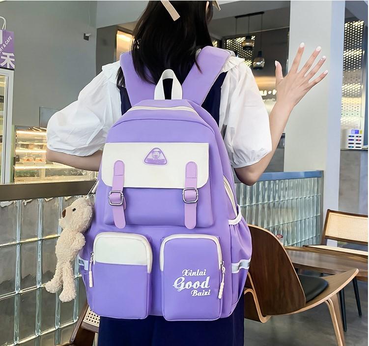 Рюкзак школьный для девочки Good 5в1 шоппер/пенал/сумочка/кошелек Фиолетово-белый (DR017868) - фото 2 Рюкзак школьный для девочки Good 5в1 шоппер/пенал/сумочка/кошелек Фиолетово-белый (DR017868) - фото 2