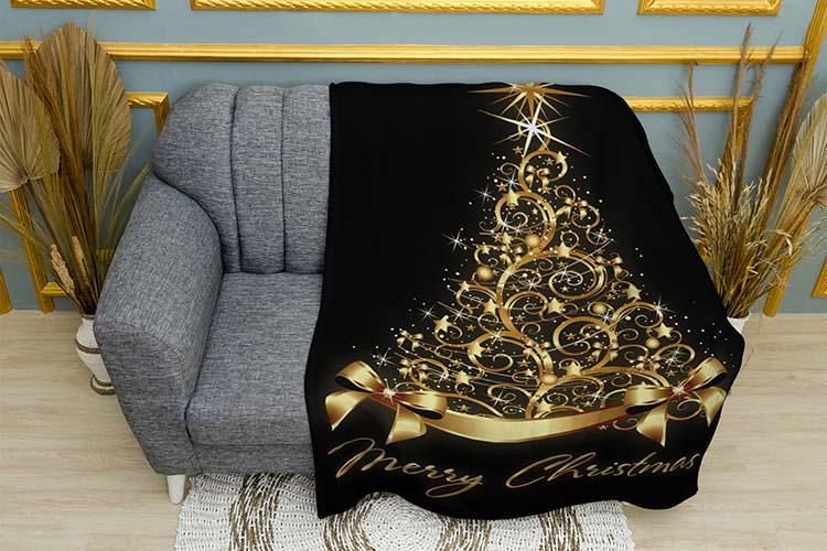 Плед плюшевый Сияющая елка Merry Christmas однослойный 150х210 см (114638-1)