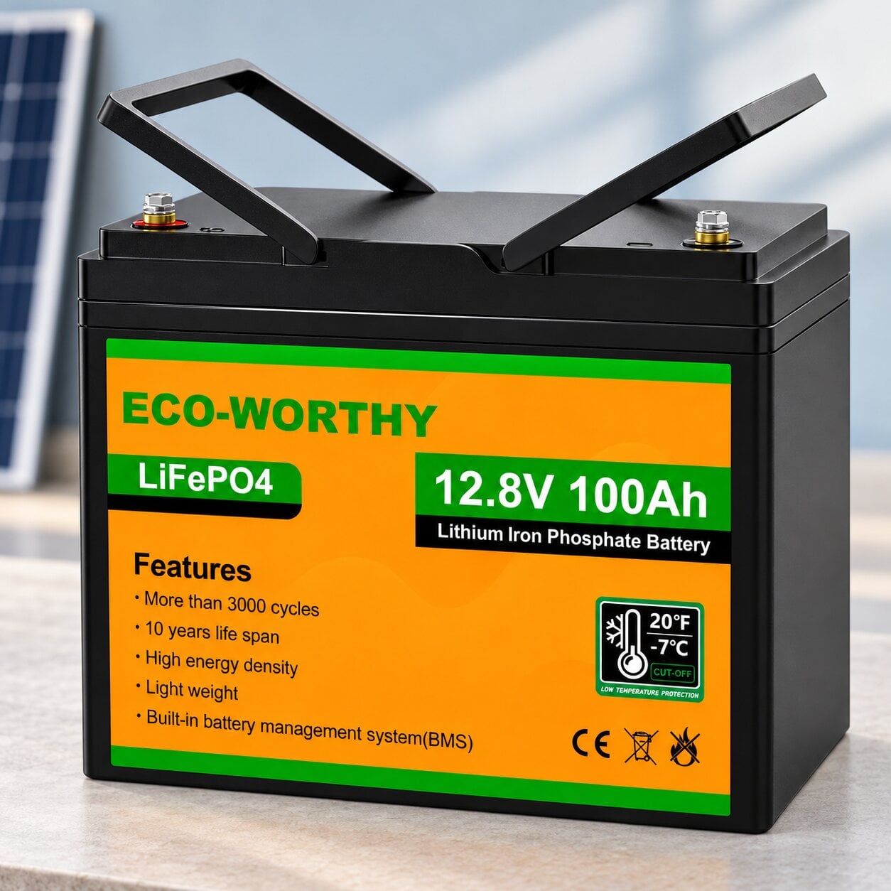 Батарея аккумуляторная Eco-Worthy L13080202138 LiFePO4 12,8в100 А/ч 1280 Вт/ч для зарядной станции/дбж Батарея аккумуляторная Eco-Worthy L13080202138 LiFePO4 12,8в100 А/ч 1280 Вт/ч для зарядной станции/дбж