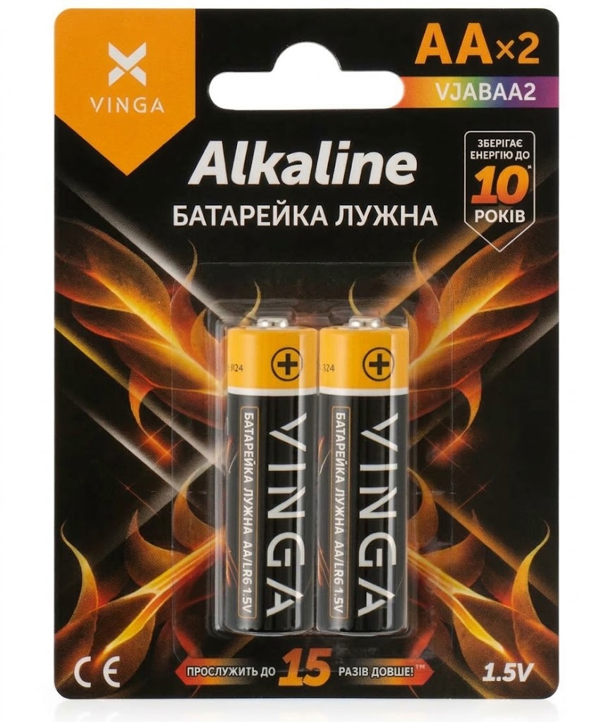 Набір батарейок Vinga AA LR6 Alkaline Blister 2 шт. (VJABAA2)