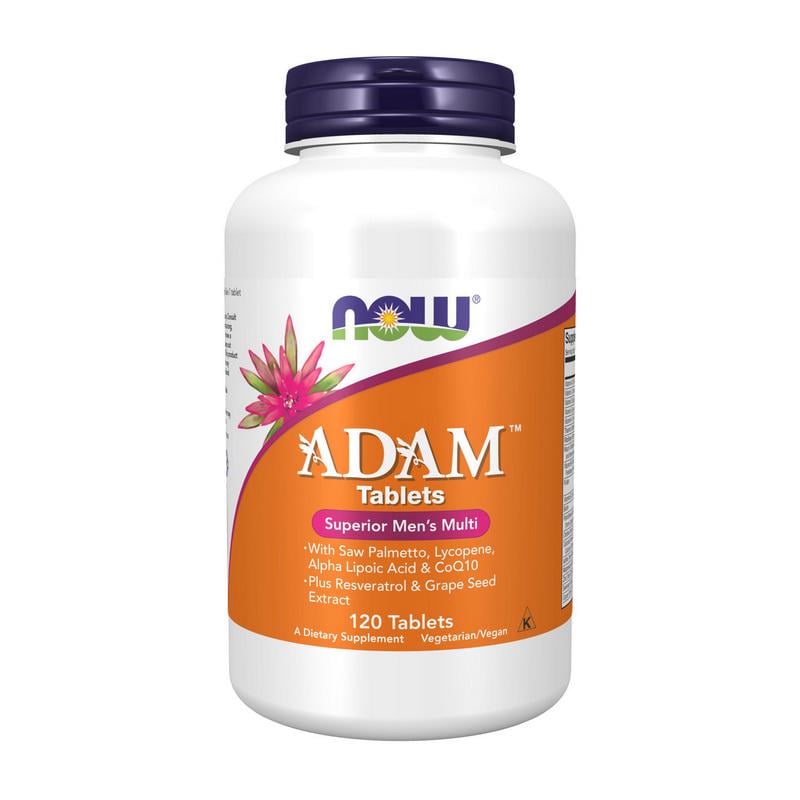 Витамины для мужчин без железа из пальметто NOW Adam 120 табл.