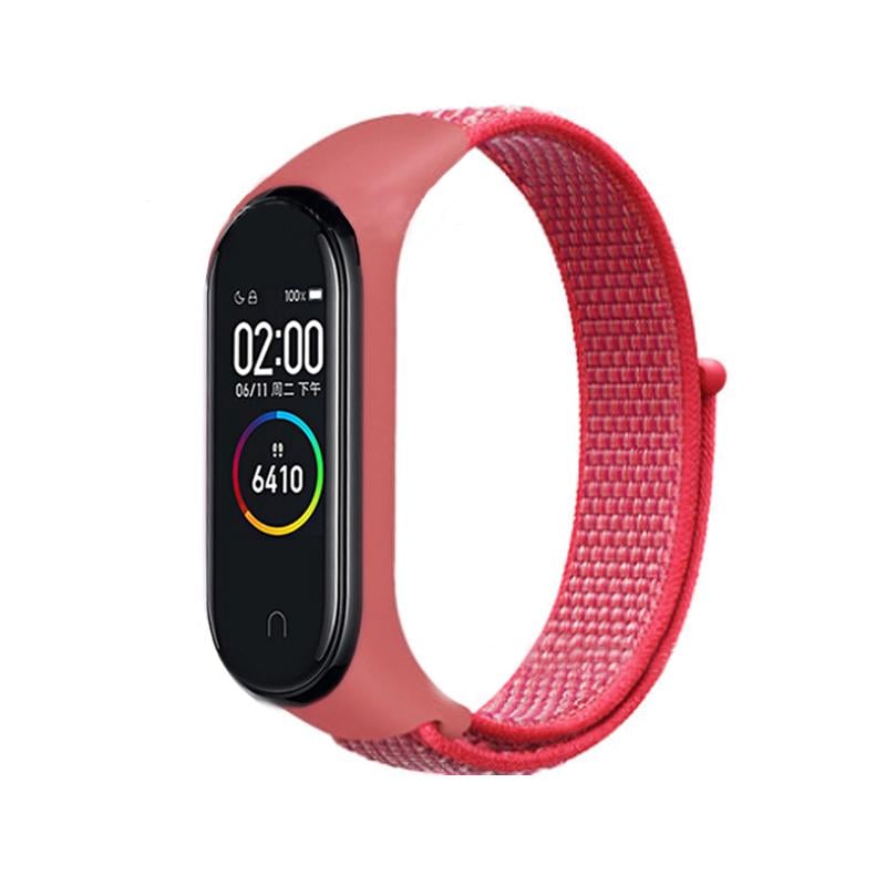 Ремешок MRK для фитнес браслета Xiaomi Mi Band 6/5/4/3 нейлоновый Красный