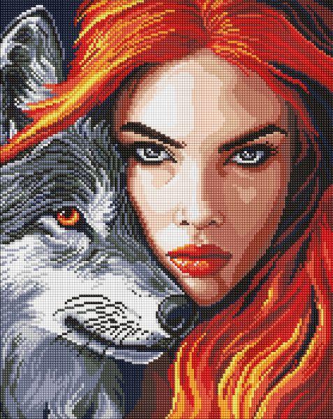 Алмазна мозаїка Руда з вовком art_selena_ua 40х50 см (AMO8239)