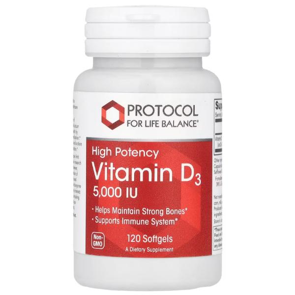 Витамин D Protocol for Life Balance Vitamin D3 High Potency 5000 IU 120 Softgels (23712988)