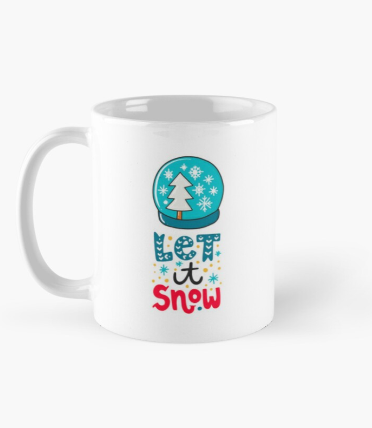Чашка керамическая с принтом Let it snow Снежный шар 330 мл Белый