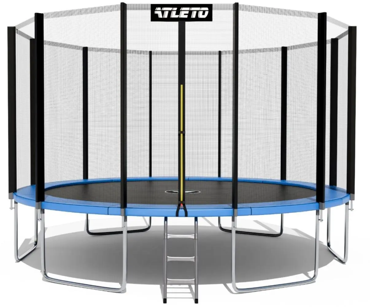 Батут детский Atleto с сеткой и металлической лесенкой 490 см Черно-синий (21-76-21001000)