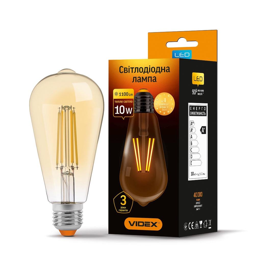 LED лампа VIDEX Filament VL-ST64FA-10272 ST64FA 10W E27 2200K (100743)