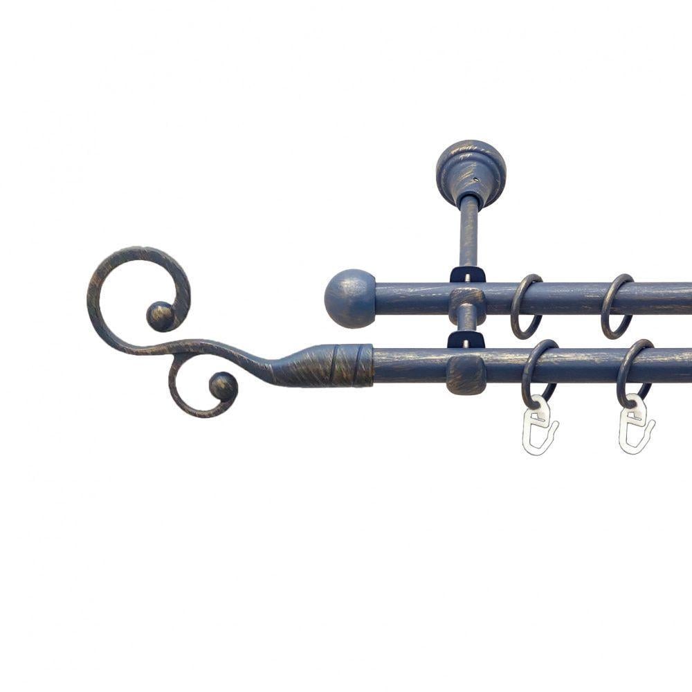 Карниз Orvit Флорес двухрядный гладкий 300 см Золотой/Голубой (00-00015680)