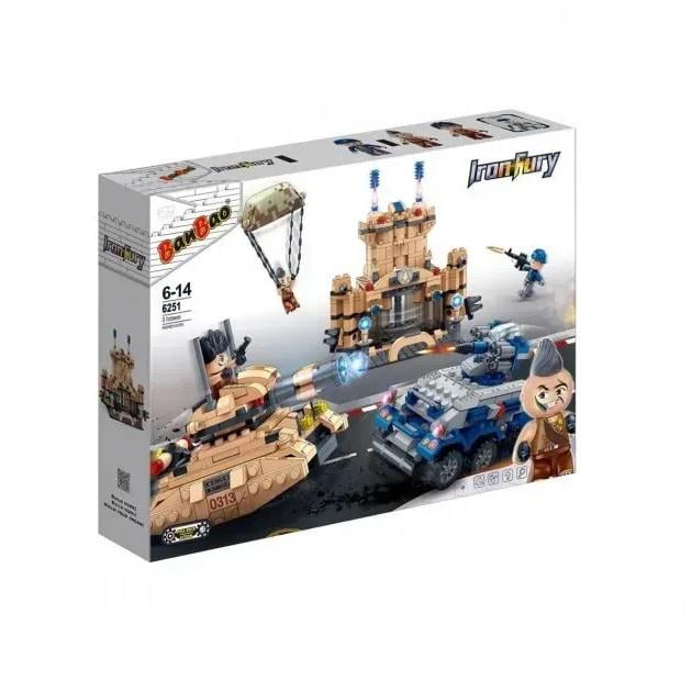 Конструктор детский BanBao Армия Танковый бой из пластика на 515 дет. Бежево-синий (150-98-BB6251)