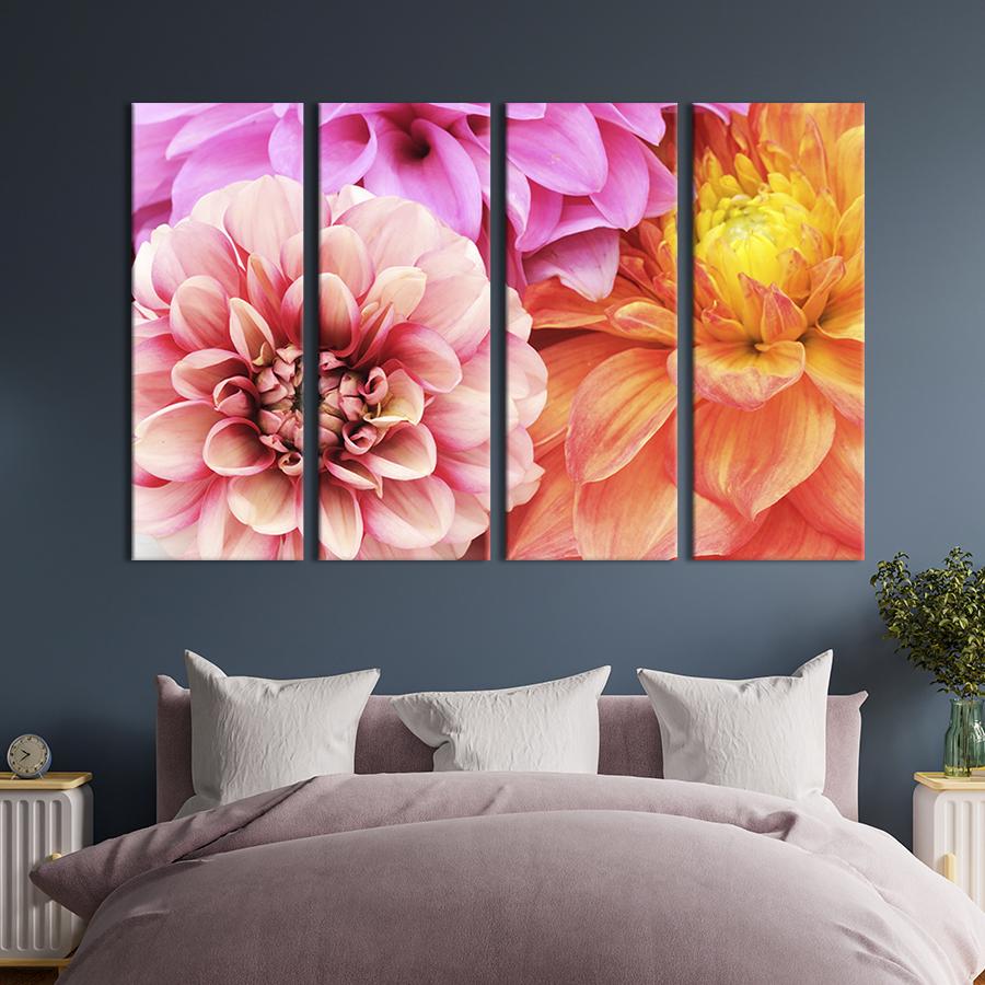 Модульная картина на холсте Полиптих Роскошные хризантемы 149x93 см (228-41)