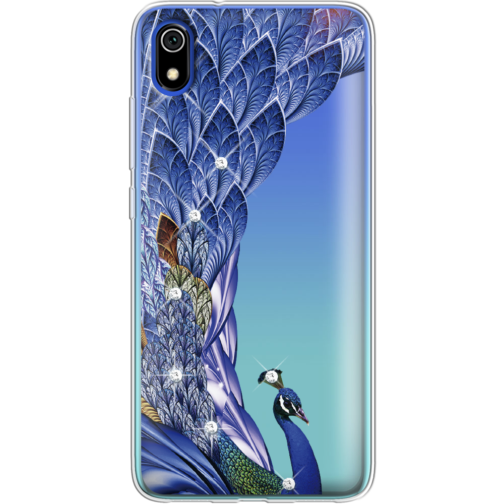 Чехол Boxface Xiaomi Redmi 7A Павлин со стразами Прозрачный силикон (37400-rs7-37400)