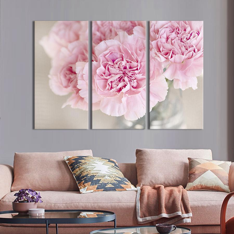 Картина на холсте триптих Красота розовых пионов 156x100 см (792-31)