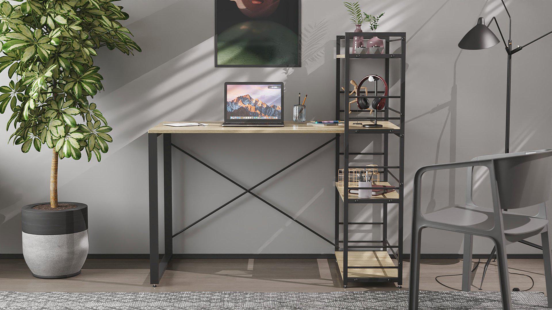 Письменный стол Ferrum-decor Konekt с этажеркой металл/ДСП 16 мм Черный/Дуб Сонома (FRD-104222) - фото 4