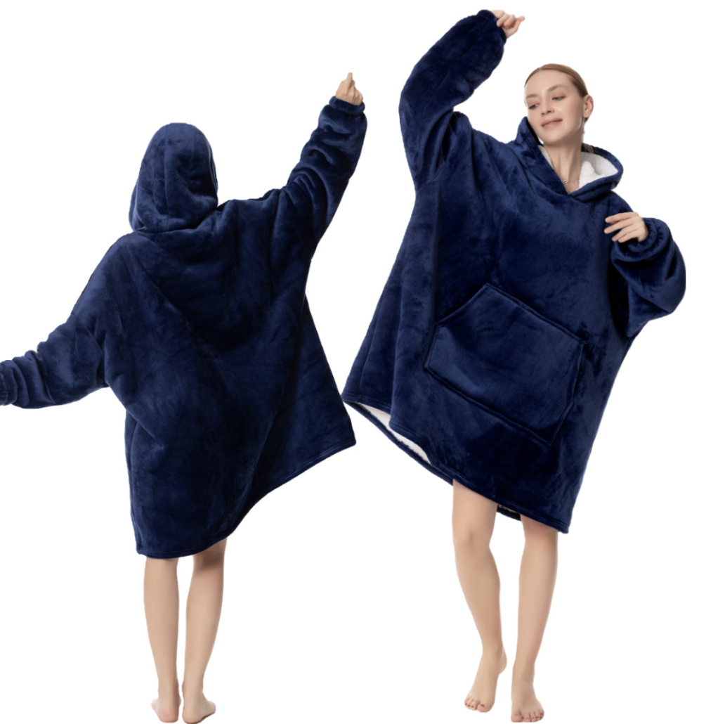 Худи-плед с рукавами и капюшоном Huggle Hoodie оверсайз теплый с большим карманом для рук Синяя (Е500185(blue)) - фото 4 Худи-плед с рукавами и капюшоном Huggle Hoodie оверсайз теплый с большим карманом для рук Синяя (Е500185(blue)) - фото 4