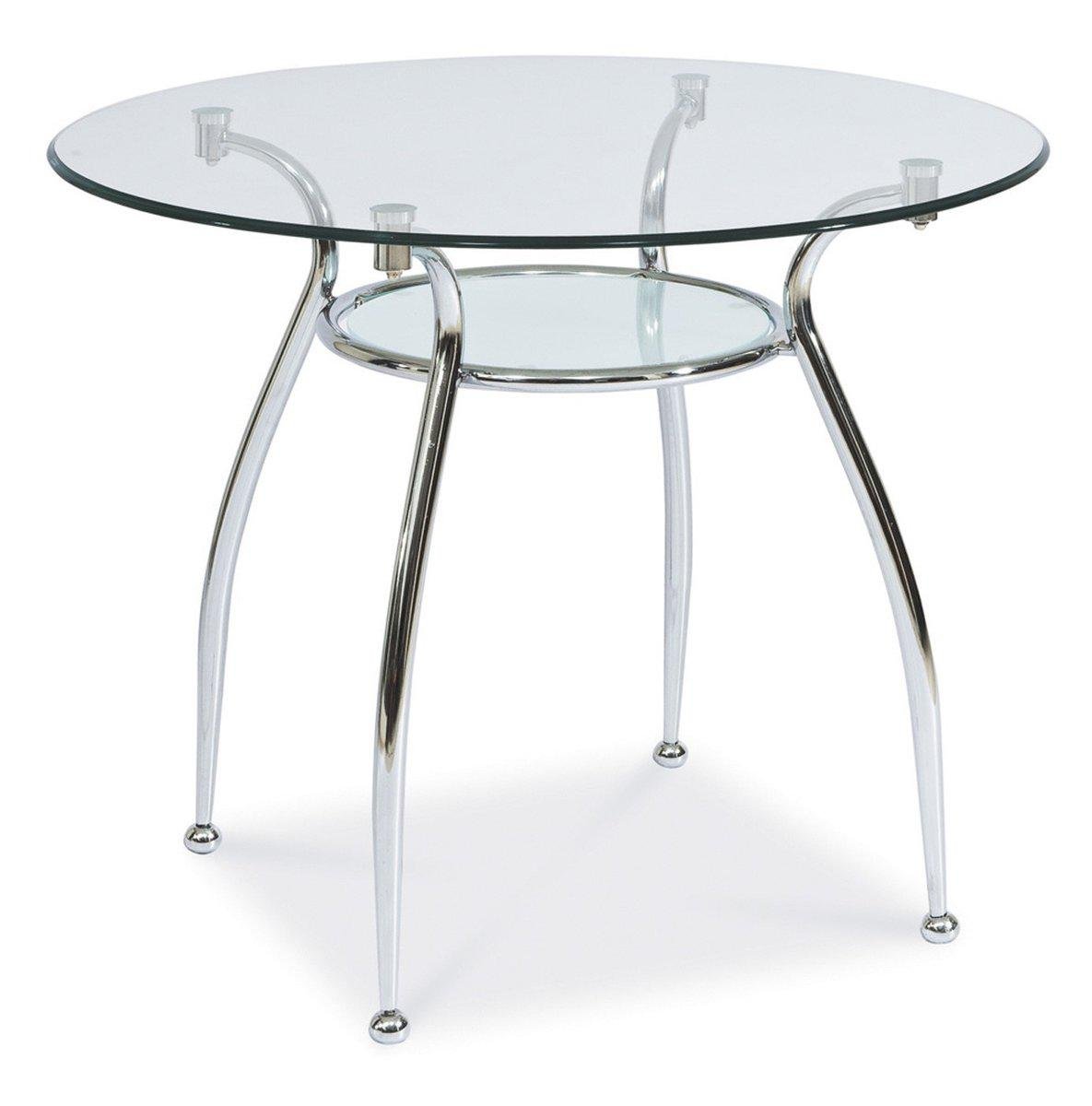 Стол кухонный Finezja A 90 х 90 (раскладной) Закаленное стекло/Металл цвет Эффект мрамора/Черный матовый (FINEZJAAT90)