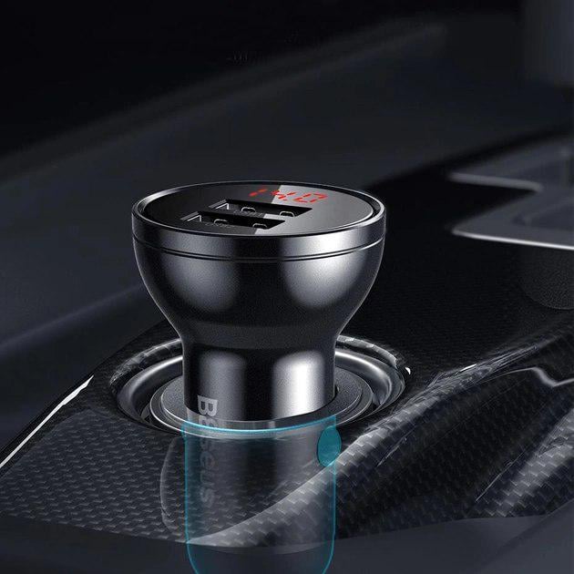 Зарядний пристрій в автомобіль Baseus Digital Display Dual USB 4.8A Car Charger 24W Grey (CCBX-0G) - фото 8 Зарядний пристрій в автомобіль Baseus Digital Display Dual USB 4.8A Car Charger 24W Grey (CCBX-0G) - фото 8