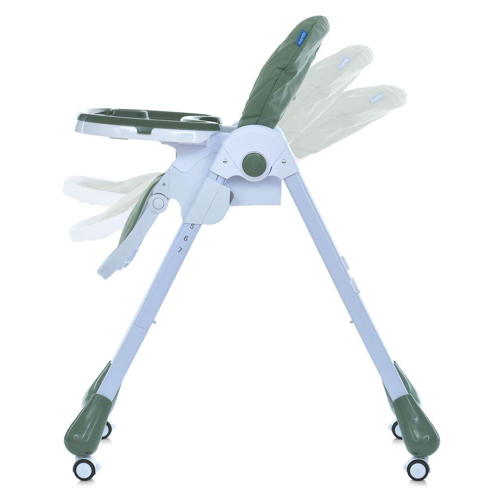 Стільчик для годування з регульованою спинкою/висотою і колесами Темно-зелений - фото 2 Стільчик для годування з регульованою спинкою/висотою і колесами Темно-зелений - фото 2