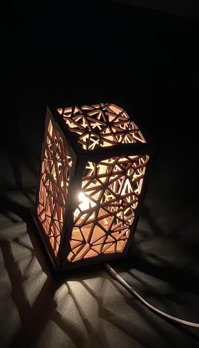 Ночник деревянный декоративный Паутина 22х11 см Дерево светлое (SV-611)