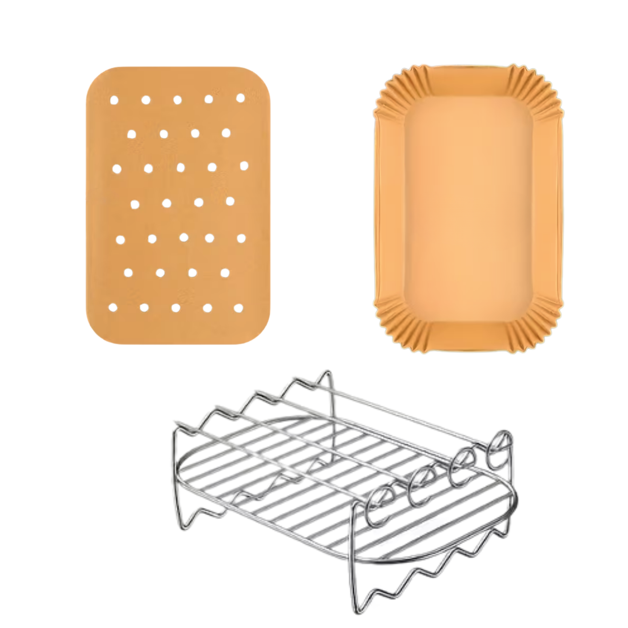 Набор для аэрогриля 3в1 пергамент 100 шт./пергамент с бортиком 100 шт./решетка (11008)