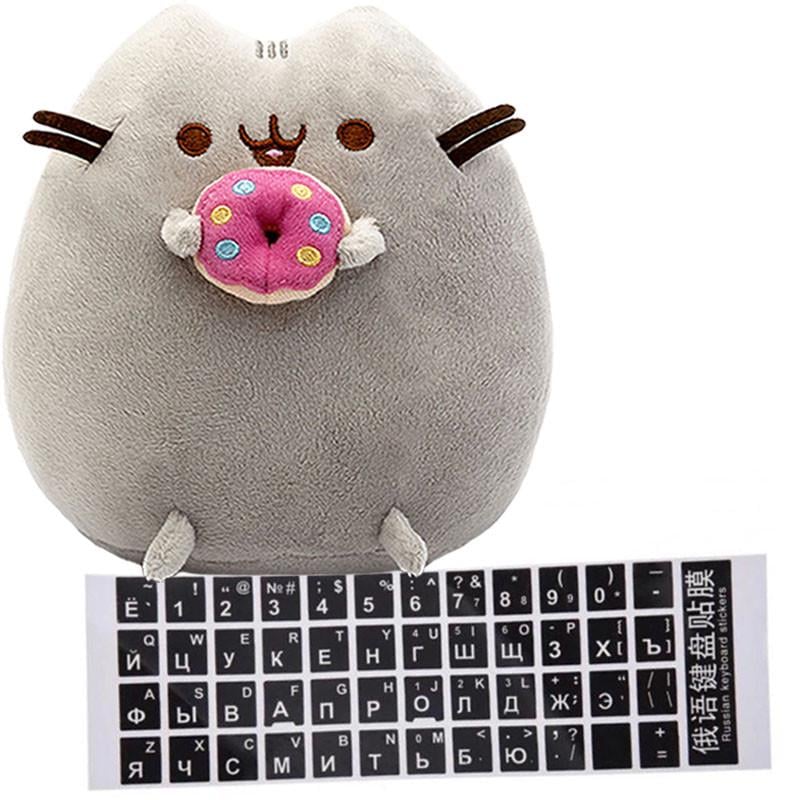 Мягкая игрушка Pusheen cat с наклейками для клавиатуры 23х25 см Черный (n-11601) Мягкая игрушка Pusheen cat с наклейками для клавиатуры 23х25 см Черный (n-11601)