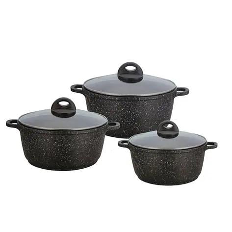 Набір посуду з мармуровим покриттям Benson BN-312 6 предметів Чорний (4a917124)