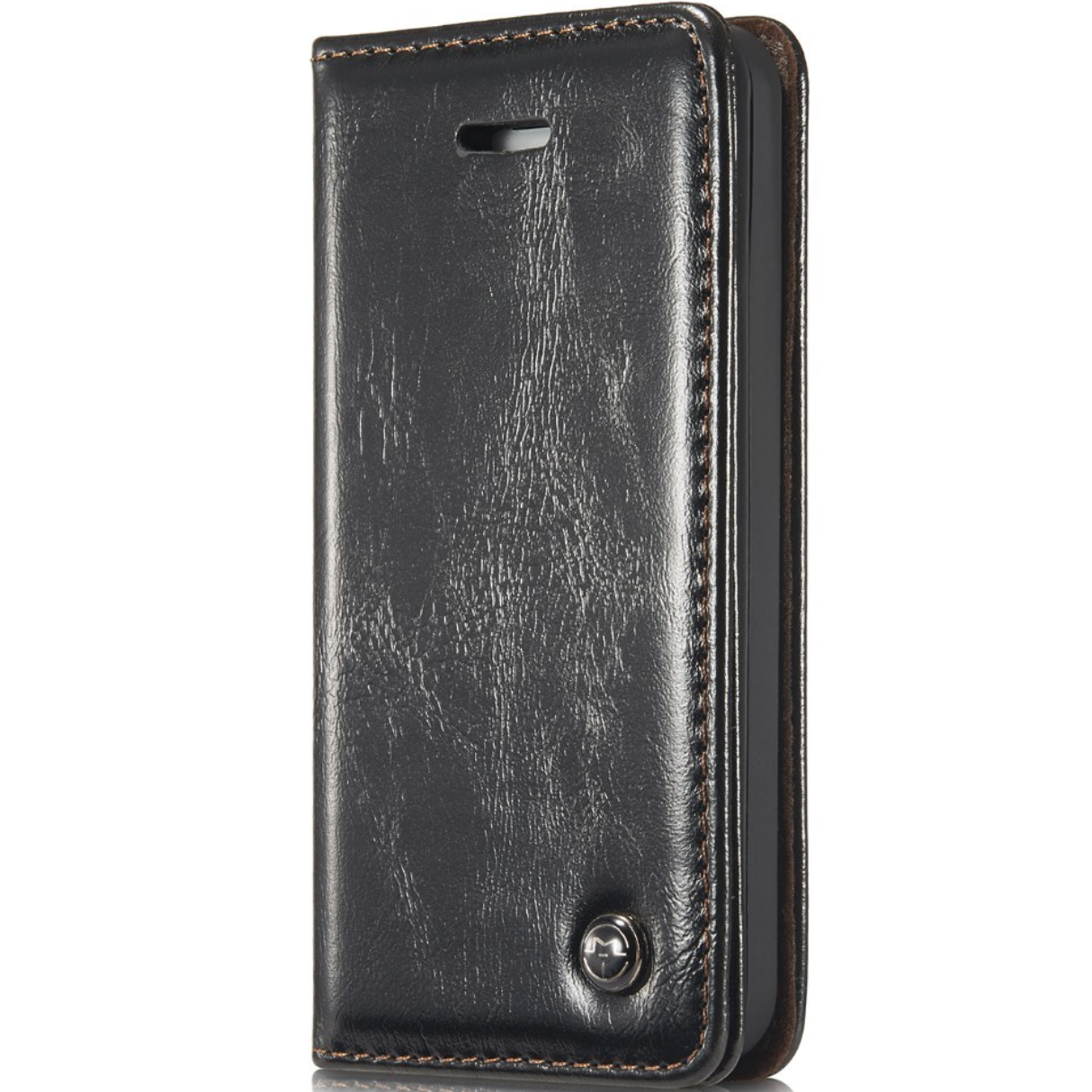 Кожанный чехол книжка CaseMe Leather Case for iPhone 5/5S/SE, Black