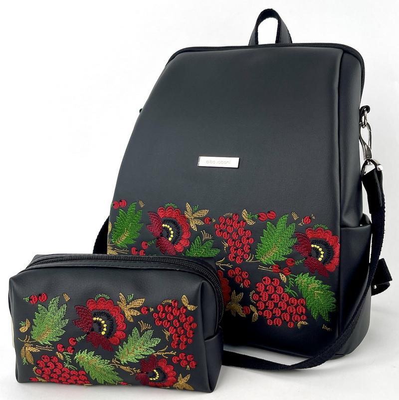 Рюкзак жіночий з косметичкою Alba Soboni N24055 Чорний