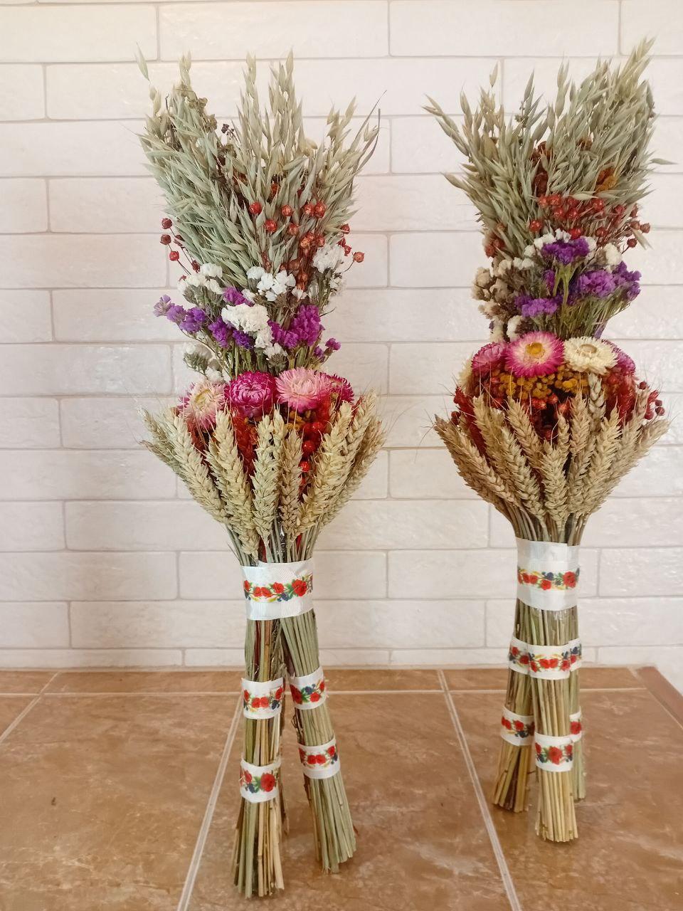 Дидух рождественский из колосья пшеницы/льна и овса на трех ножках 50-55 см с лентой вышиванкой Белый (2794446785) - фото 9 Дидух рождественский из колосья пшеницы/льна и овса на трех ножках 50-55 см с лентой вышиванкой Белый (2794446785) - фото 9