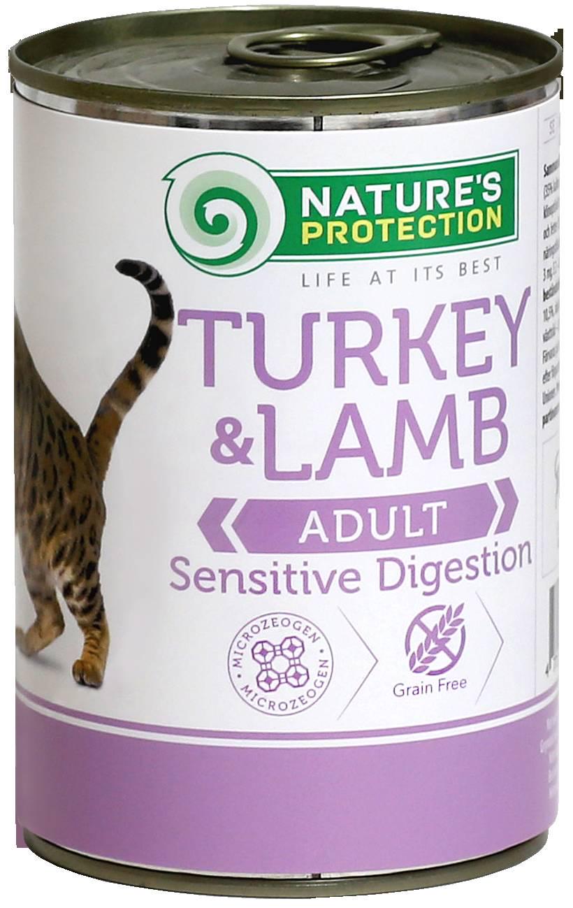 Корм консервований для кішок Nature's Protection Sensitive Digestion Turkey&Lamb з індичкою та ягням 400 г (4771317246356)