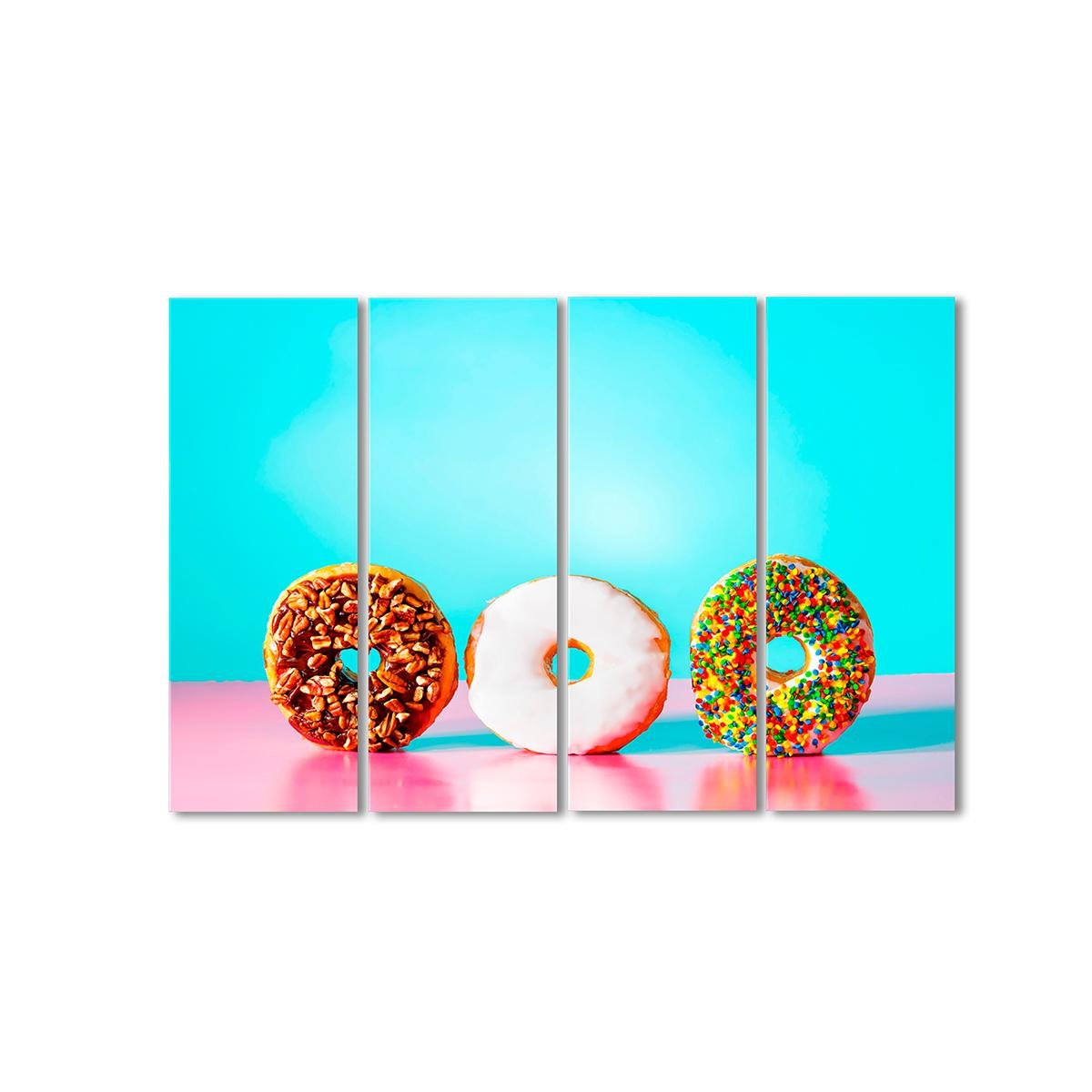 Картина модульная Веселые пончики 4 модуля 70x105 см