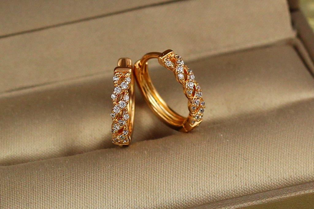 Серьги кольца Хuping Jewelry спираль 1,5 см Золотистый (27217012)