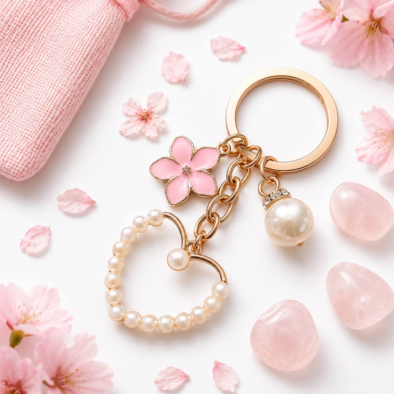 Брелок Pearl Heart Flower з перлинним серцем і квіткою