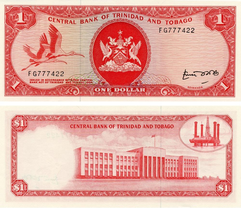 Коллекционная банкнота Тринидад и Тобаго 1 доллар 1977 UNC (P30b)