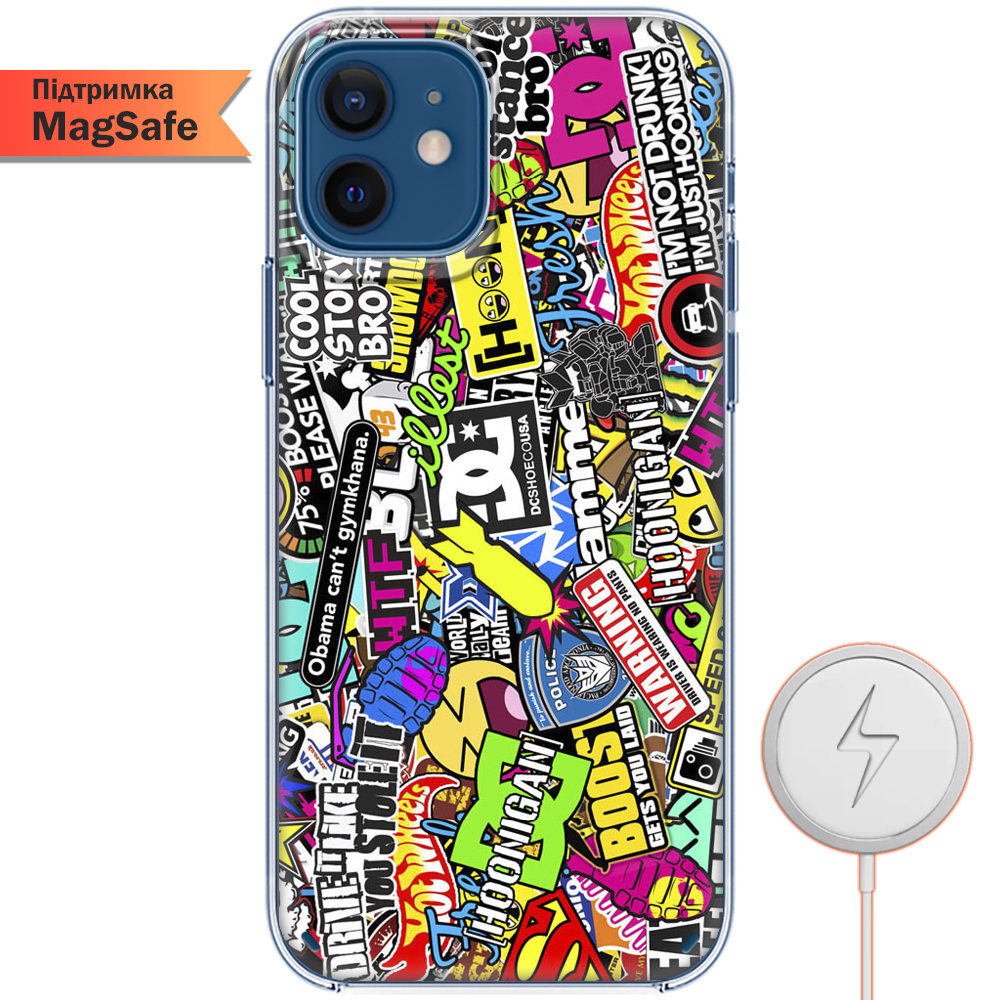 Чехол BoxFace iPhone 12 mini Multicolored Inscriptions Прозрачный силикон с поддержкой MageSafe (41084-up880-41496)