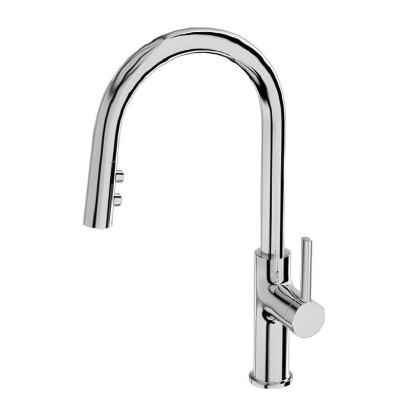 Змішувач для кухні Lavita Orion з висувним виливом Хром (5900378346111)