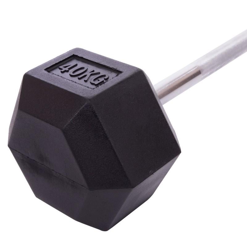 Штанга Zelart Record Rubber Hexagon Barbell фиксированная прямая обрезиненная TA-6230-40 длина 95 см 40 кг (DR002599) - фото 3