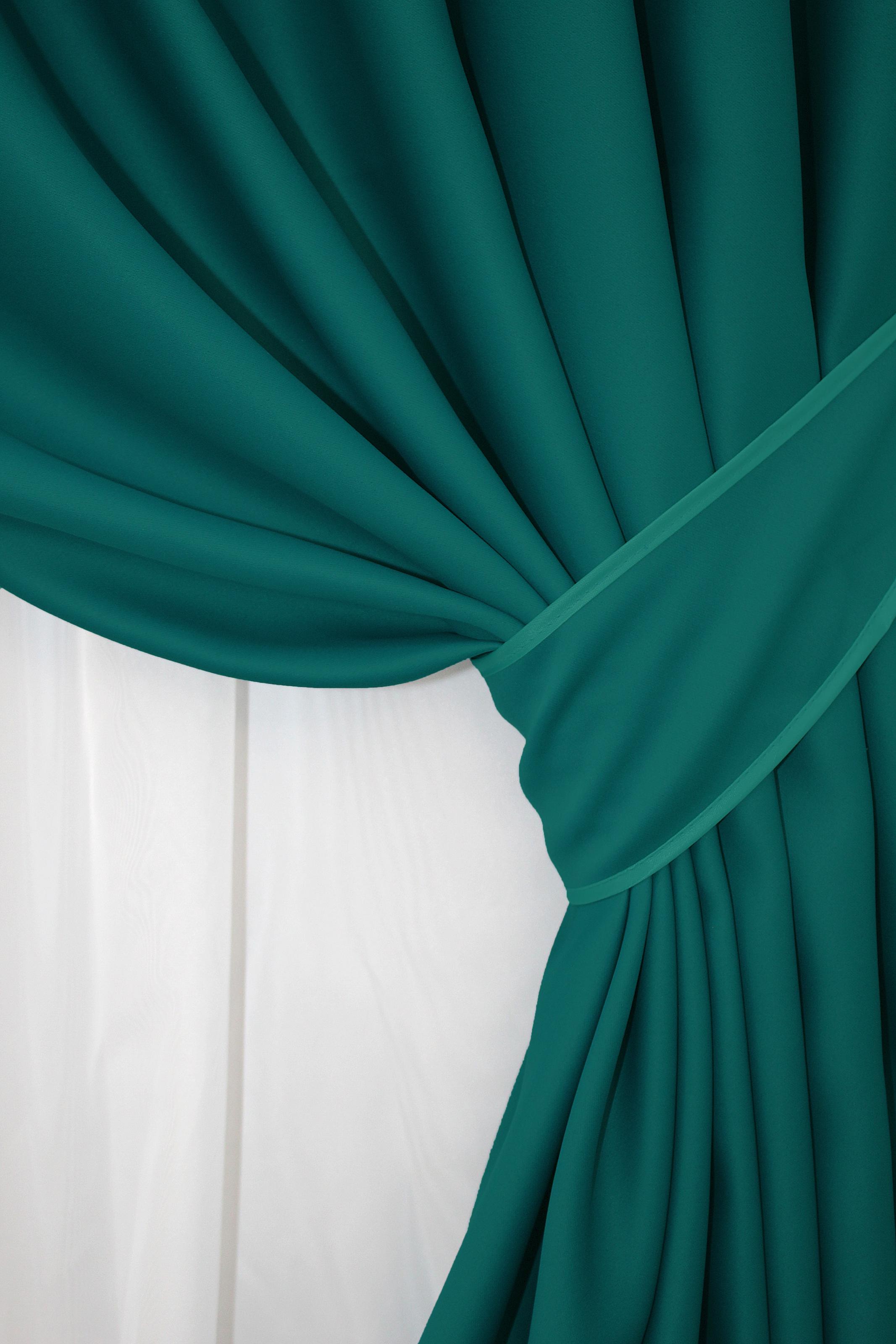 Комплект штор VR-Textil Fusion Dimout № 794ш блэкаут 150х270 см 2 шт. Изумрудный (30-579) - фото 4