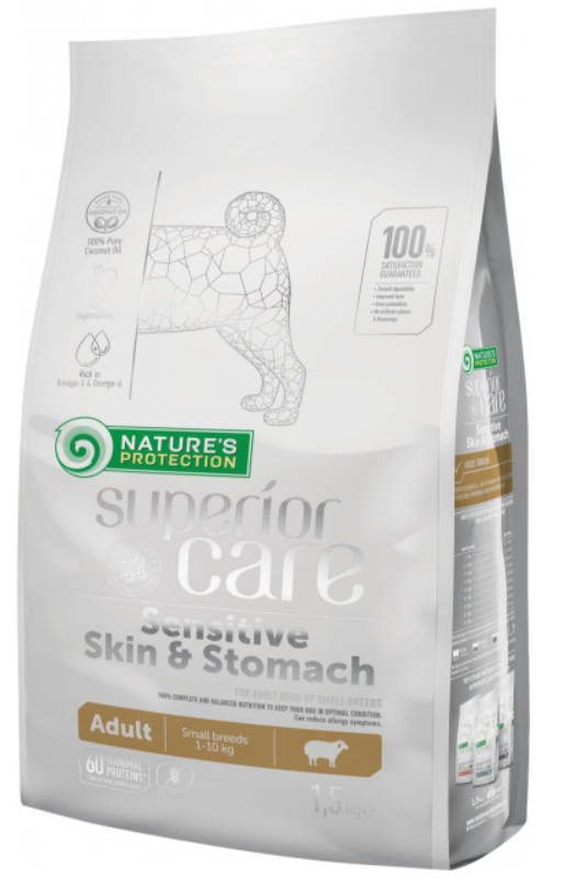 Корм для собак Nature's Protection Superior Care Sensitive Skin&Stomach Small Breeds 1,5 кг